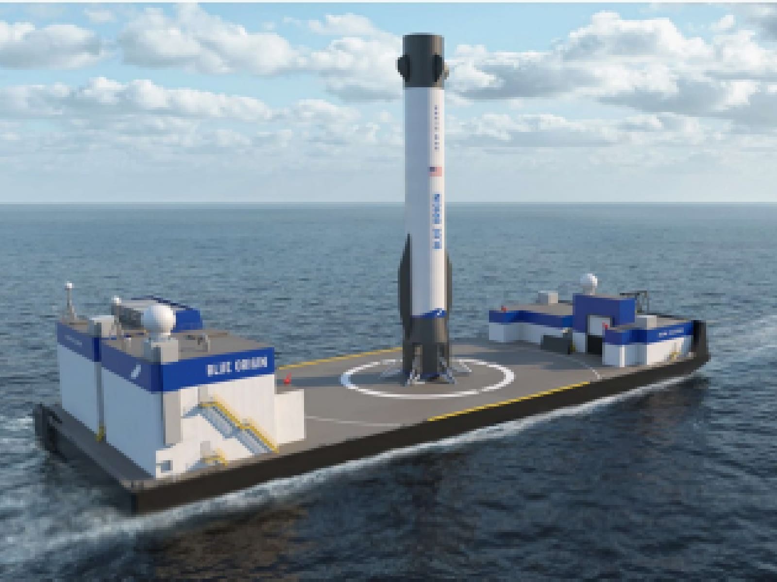 Recovery barge for Blue Origin under electrical commissioning at Damen Shiprepair Brest.